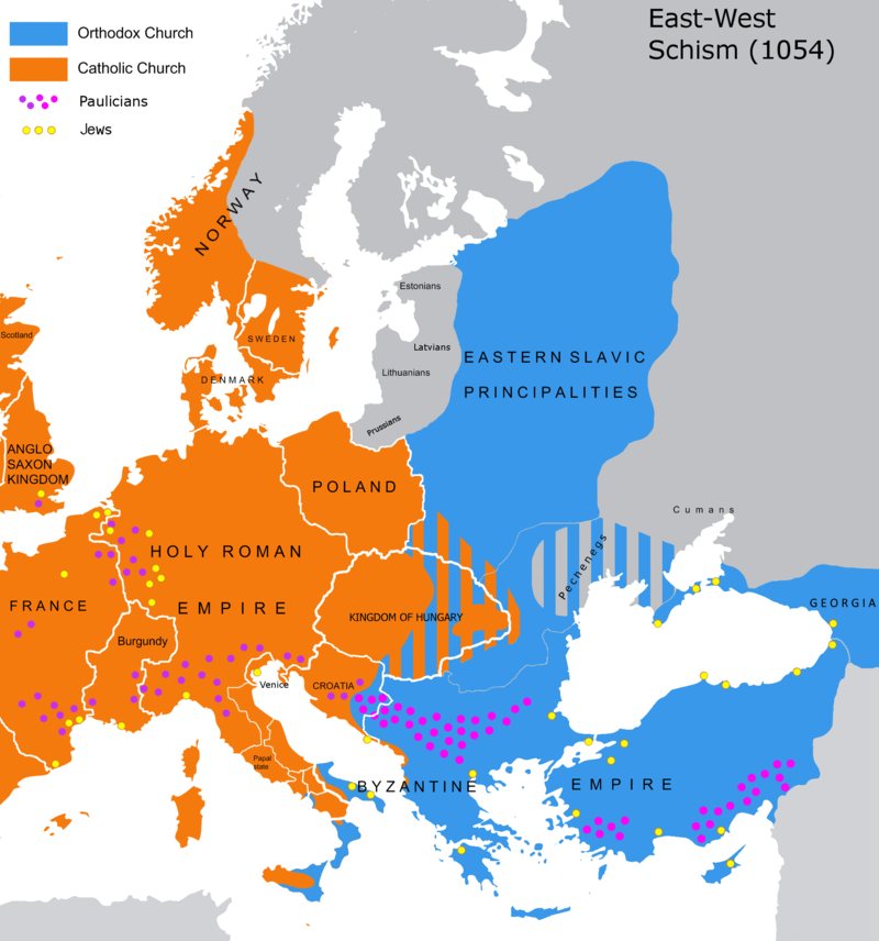 Datei:Great Schism 1054 with former borders.png